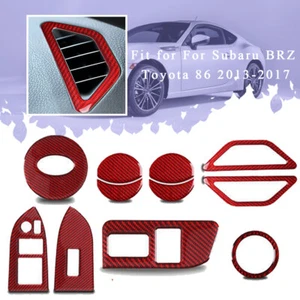 11*Red Carbon Fiber Interior Decorative Cover For Subaru BRZ Toyota 86 2013-2017 - Picture 1 of 10