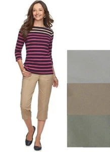 Croft & Barrow Women's Cargo Twill Capris Mid Rise size 4, 8 NEW - Picture 1 of 12