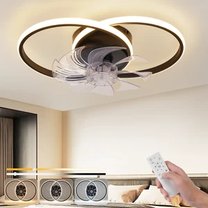 36W 8 Flügel Deckenventilator 2 Ring LED Deckenleuchte Dimmbar 6 Gang Wohnzimmer - Bild 1 von 10