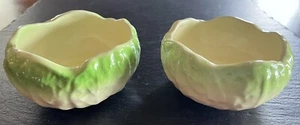 Vintage Norleans Ceramic Cabbage Lettuce Pair Of Small Bowls - Picture 1 of 9