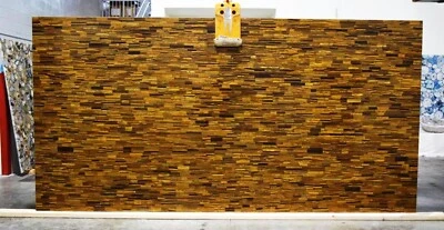 Marble Coffee Table Top Tiger Eye Stone Brick Design Random Work Corner Table - Image 1 of 4