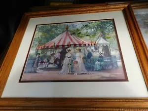 Completed Framed Cross Stitch Kit/ Surface Embroidery Carousel Ride 14 x 18 - Picture 1 of 8