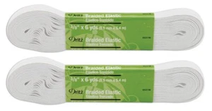 Hank Elastic 3/8in Braided White 6yds 2-pack - Picture 1 of 1