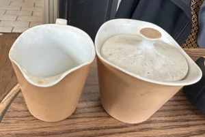 SEYEI Fine China Diamond Pattern Creamer and Sugar 1960s Japan NEEDS TLC - Picture 1 of 11