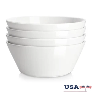 Large Porcelain Salad Bowls Set of 4 Microwave Dishwasher Safe Serving Bowls New - Picture 1 of 3