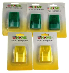 Lote de 5 sacapuntas manuales de bolsillo verde amarillo agujero único plástico artesanía - Imagen 1 de 2