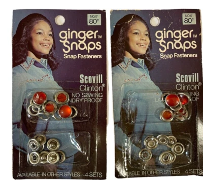 VTG Scovill Clinton Ginger Snaps Snap Fasteners Orange No Sewing 2 Pkgs NOS - Image 1 of 4