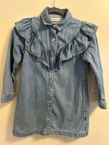 Zara Girls Light Blue Denim Dress Sz 9 - Picture 1 of 7