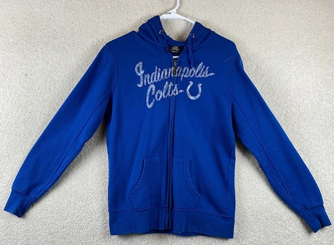 Indianapolis Colts Jacket Blue NFL Womens Size Medium Sweatshirt Jacket Hoodie Cover