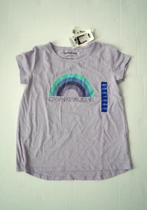Calvin Klein Girls Jeans Purple Glitter Rainbow Cap Sleeve Large 12/14 - Picture 1 of 5
