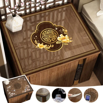 PVC Transparent Table Cloth Bedside Table Cover Mat Protector Waterproof Decor - Image 1 of 4