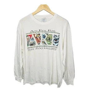 The Zoo Gallery VTG 1996 LS White Tshirt Hanes Beefy T L Preshrunk Cotton  - Picture 1 of 9