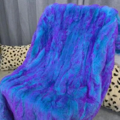 Manta de piel de conejo Rex genuina real alfombra cálida abrigo material 43"X23.5" 110*60CM Foto 1 de 4