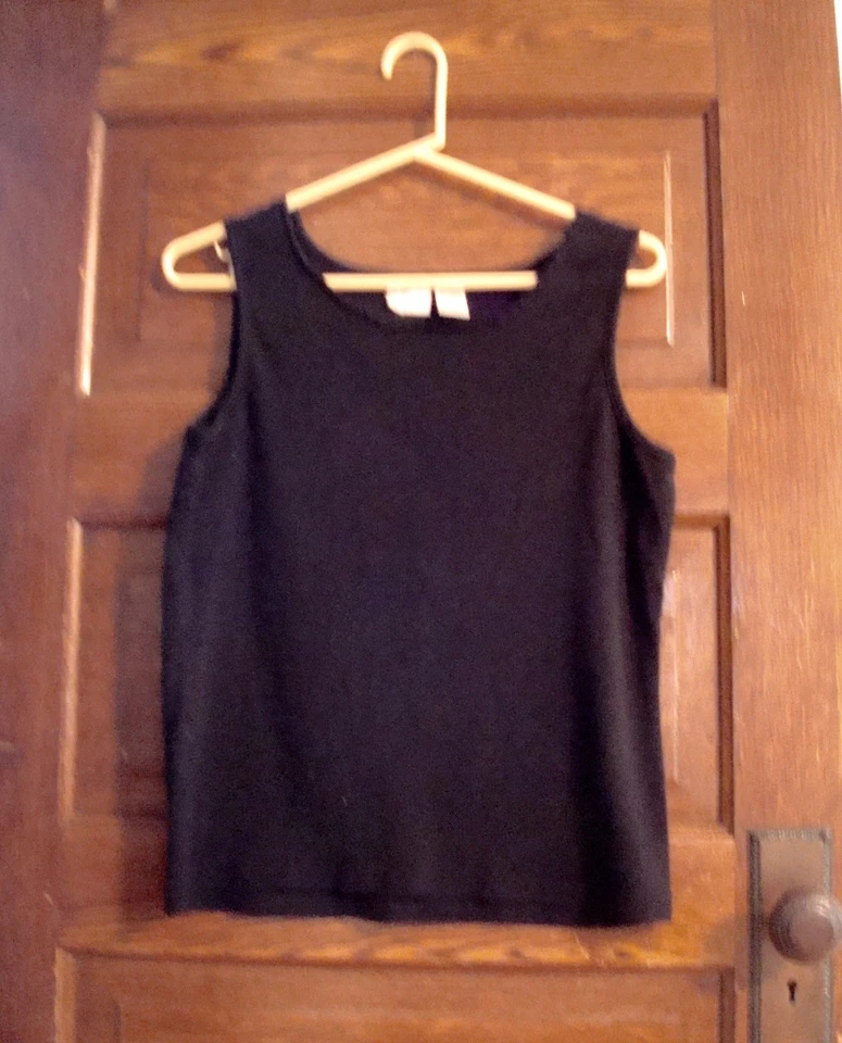 Women's Sweater Sleeveless Petite M Black 100% Cotton - Image 1 of 1
