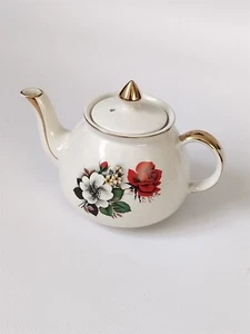 Vintage Gibsons Staffordshire England Teapot Tea Pot Floral Gold Detail With Lid - Picture 1 of 7