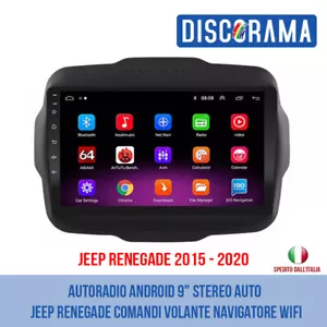 AUTORADIO ANDROID 9" STEREO AUTO JEEP RENEGADE COMANDI VOLANTE NAVIGATORE WIFI - Foto 1 di 12