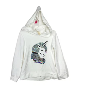 btween Sweater Youth 5 White Unicorn Reversible Sequin Pullover Hoodie Kids - Picture 1 of 13