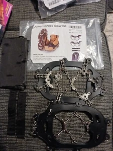 Hiking Crampons 19 Stainless Steel Spikes Size XLarge Carrying Case,Magic Straps - Picture 1 of 14