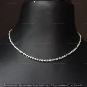4.50CT 100% Lab-Grown Diamond Graduated Tennis Necklace 14K White Gold 16" Inch - Picture 1 of 9