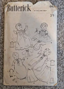 Butterick 6426 Layette Baby Clothes Pattern & Embroidery Transfer 1 size PRE CUT - Picture 1 of 3