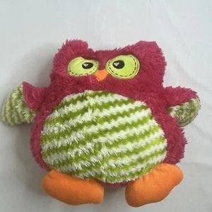 Dan Dee Wise Owl Pink Cuddle Pillow Plush Soft Snuggle Green Chevron - Picture 1 of 7