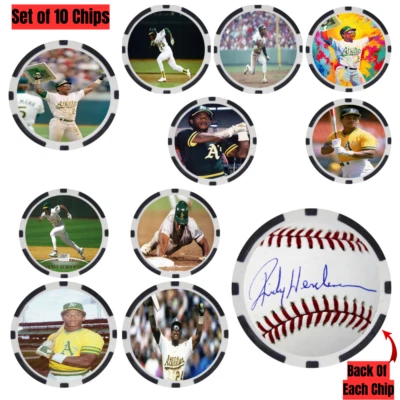 Rickey Henderson SIGNED Baseball Legends Poker Chip Set (10) - Image 1 of 2