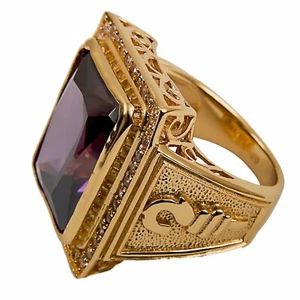 Anillo de boda para hombre de plata de ley 925 con amatista simulada corte esmeralda de 3 quilates - Imagen 1 de 3