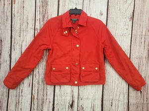 Ralph Lauren Petite Small Red Utility Jacket donna oro bottoni tasche zip - Foto 1 di 9