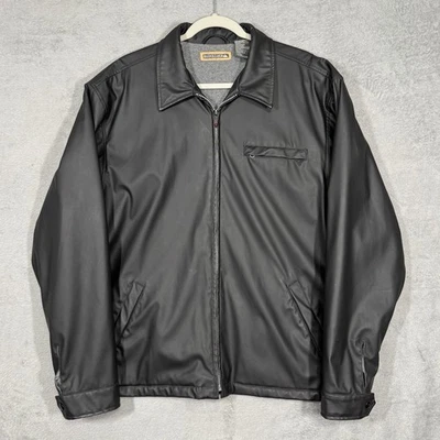 Chaqueta Quiksilver Y2K Negra PU Hombres L Imitación Cuero Forrado Vellón Cremallera Abrigo Grunge Foto 1 de 4