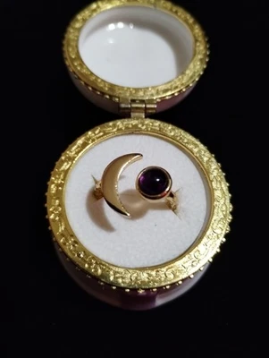 ANEL DE OURO MEIA LUA AMETISTA - Imagem 1 de 4