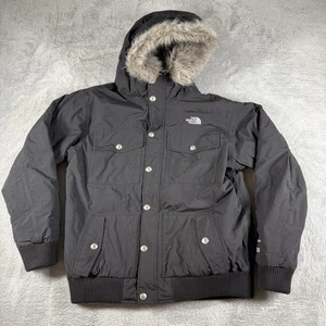 The North Face Jacket Boys XL Black HyVent 550 Down Parka Hood Faux Fur Coat - Picture 1 of 14