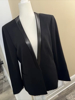 Chaqueta Blazer Kasper Para Mujer Talla 12 Negra Frente Abierto Blazer Borde Vegano Foto 1 de 4