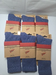Red Wing 6 Pack Cotton Ragg Crew Boot Socks Blue Women's 4-7 - Picture 1 of 5
