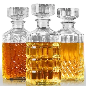 3 Stück Whisky Dekanter, 33,8 Unzen Schnaps Dekanter Set für Männer Glas Dekanter Fo... - Bild 1 von 7