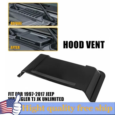 Hood Vent Hood Scoop Vent Cover for 97-17 Jeep Wrangler JK TJ JKU Accessories H - Imagem 1 de 4