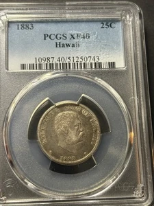 1883 Kingdom of Hawaii Silver Quarter 25C PCGS Graded, Xf40 Hard To Find! - Picture 1 of 4
