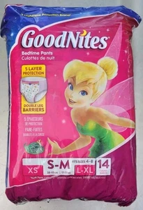 Vintage Disney Fairies Tinker Bell GoodNites Klimmzüge - Windeln - Gr. S/M-38-65 Lbs. - Bild 1 von 6