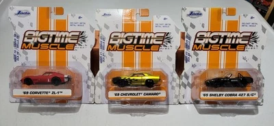 Bigtime Muscle '69 Corvette ZL-1, '69 Chevy Camaro & '65 Shelby Cobra 427 Set/3 - Image 1 of 4