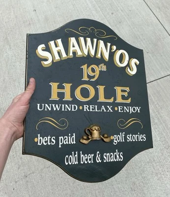 The Shaw’s 19 Hole Unwind, Enjoy, Relax Wooden Sign 18” X 14” Golf Themed -RARE - Image 1 of 4