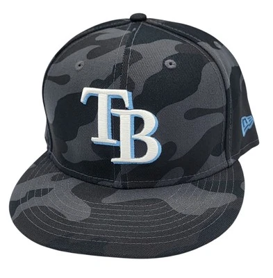 Tampa Bay Rays New Era Dark Camo 59FIFTY Fitted Size 7 1/2 Structured Hat Cap  - Image 1 of 4