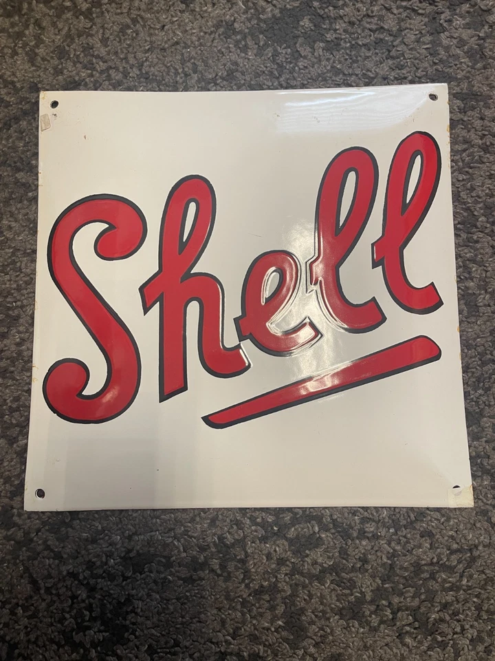 Altes Logo Shell Emaille Schild 30 cm x 30 cm gewölbt. - Bild 1 von 1