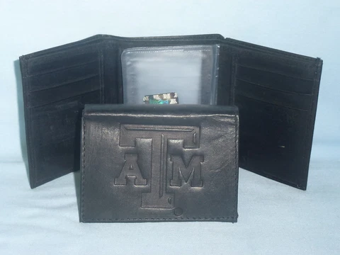 TEXAS A&M AGGIES    Leather TriFold Wallet    NEW    black 3 sb Cover