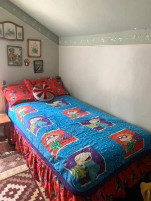 复古 Nickelodeon Rugrats 双人床套装床罩裙、窗帘、枕套 更多 — 第 1/4 张图片