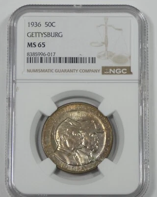 1936 Battle of Gettysburg Anniversary Commemorative Silver 50c  NGC MS 65 - Image 1 of 4