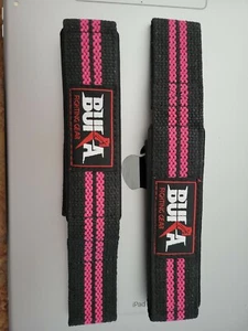 BUKA WEIGHT LIFTING STRAPS. WEIGHTLIFTING BODYBUILDING WRIST BAR SUPPORT - Picture 1 of 4