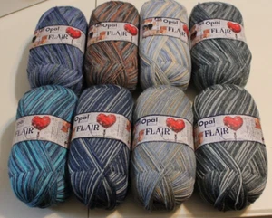 Opal Sock Yarn Flair full set 8 skeins 4ply 100g 75% wool 25% nylon - Picture 1 of 4