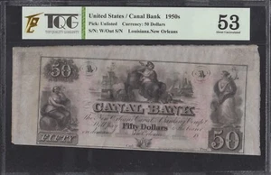 1850s United States 50 Dollars .New Orleans, Louisiana 53 A- UNC - Picture 1 of 2