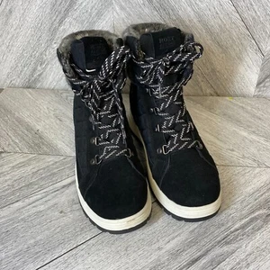 Roxy Womens Madison Black Suede Lace Up Waterproof Winter Ankle Snow Boots 9 - Picture 1 of 10