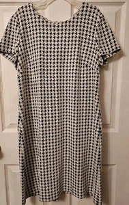 Calvin Klein Women's 14 Black & White Houndstooth Short Sleeve Mini Sheath - Picture 1 of 4