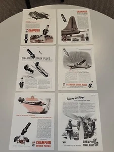 Lotto (6) candele Champion seconda guerra mondiale Flying Popular Aviation Magazine annunci stampa - Foto 1 di 7